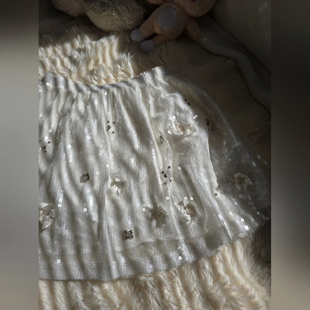 Zara White Sequin Skirt - Picture 7 of 10